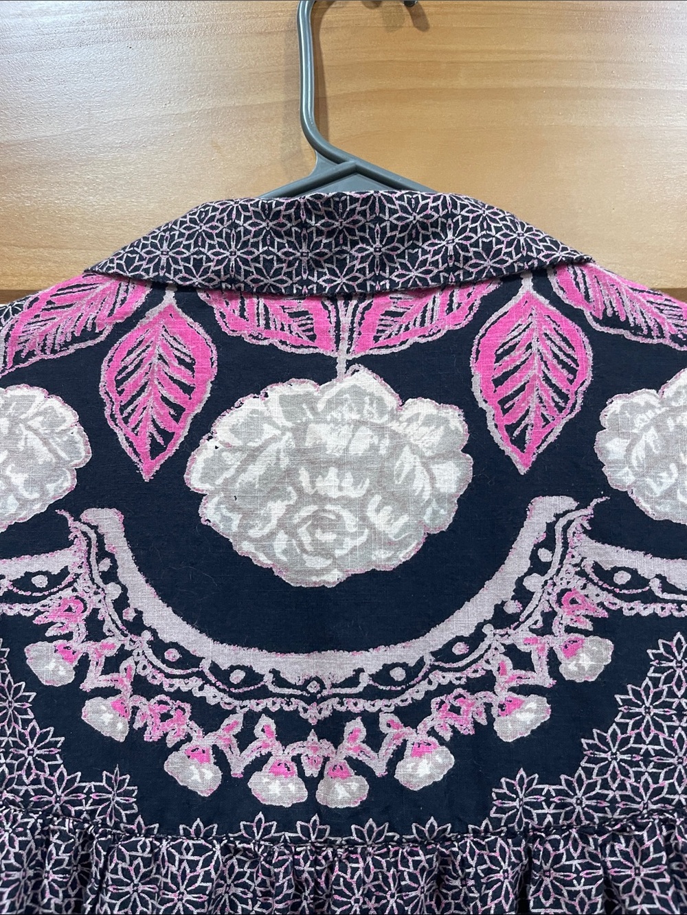 Free People Black Midi Dress with Pink & Cream Floral Medallion Print - Picture 8 of 9